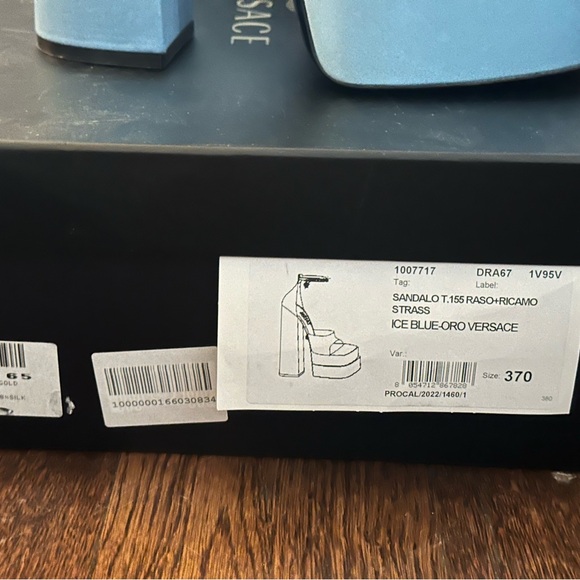 Used Once Versace Blue Medusa Aevitas Platform Heeled Sandals Size 37 - Picture 5 of 16